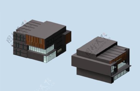 褐色小公建建筑3D模型