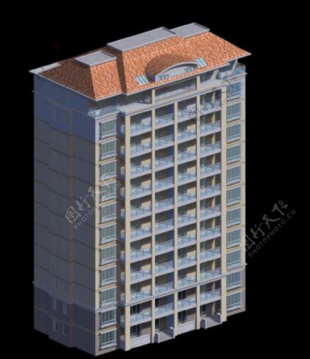 十一层塔式住宅楼3D模型