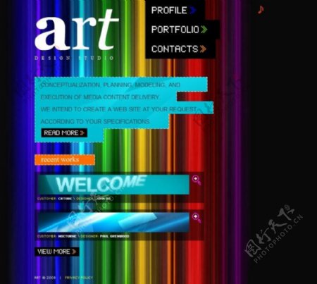 彩色艺术网页动画模板