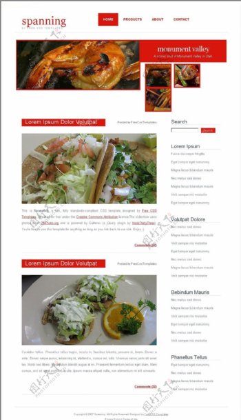 美食信息BLOG网页模板