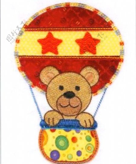 绣花热气球小熊家纺免费素材