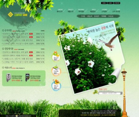绿色韩国旅游网站模板psd素材