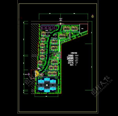 x小型别墅小区总平面规划cad设计施