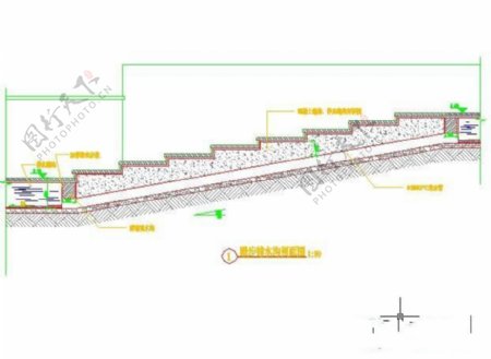 踏步排水沟剖面图