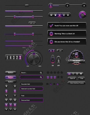 紫色网页UI素材包PSD素材