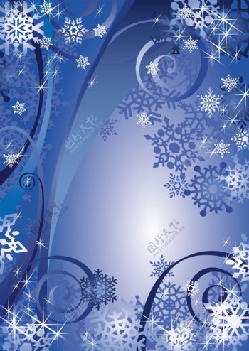蓝色炫彩圣诞背景素材