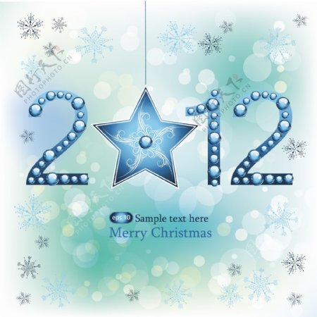 2012雪花星星圣诞背景图片