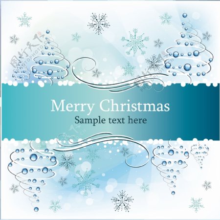 蓝色动感线条雪花圣诞树花纹图片