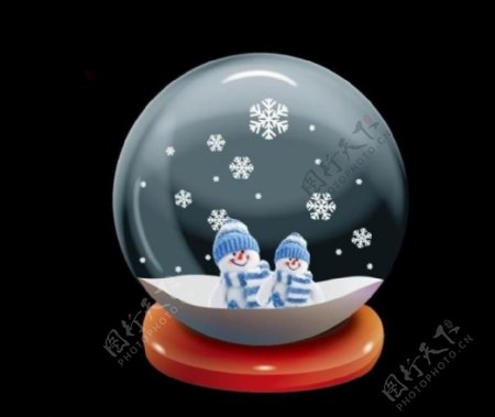 雪人圣诞节雪花球图片