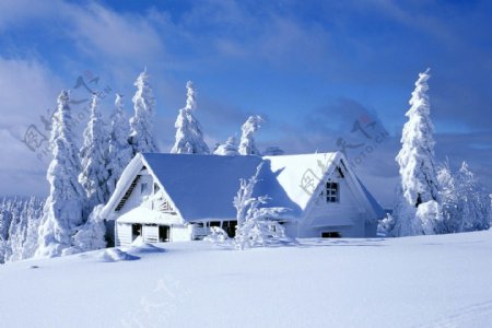 雪海中的小屋