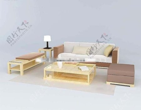 现代风格简约型沙发组合模型