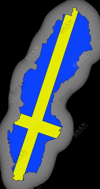 瑞典在瑞典国旗地图
