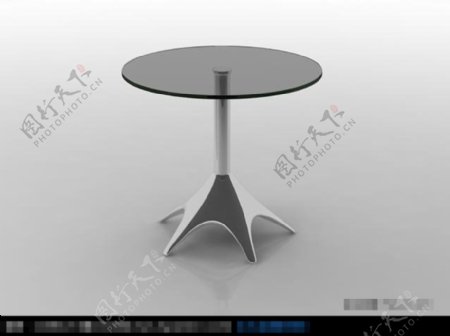 3D精美圆玻璃桌模型