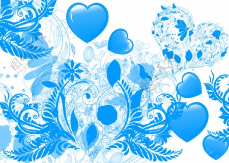 心型花纹蓝色图片