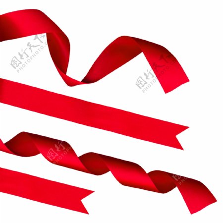 的闪亮的红色丝带条和在裁剪路径的白色背景弓
