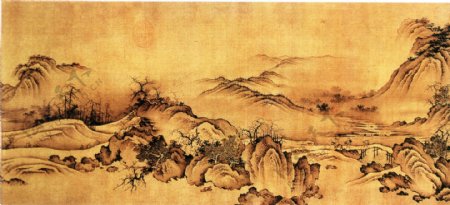 古典中国画山水风景画远山