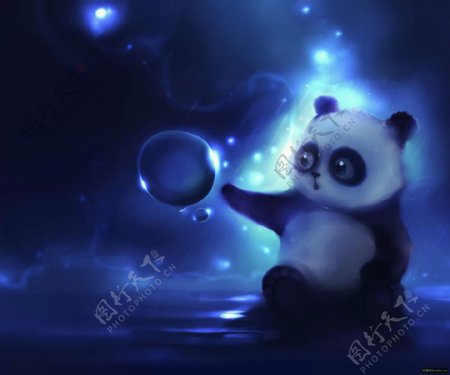 水彩插画之熊猫大图