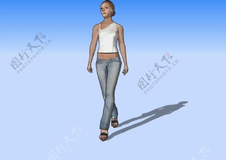 女子走路3D模型