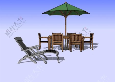 阳伞坐凳3D模型