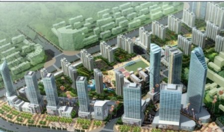 大型现代城市规划鸟瞰3D模型