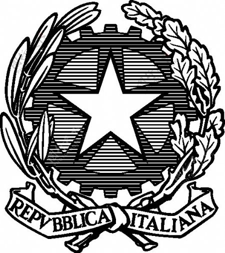 黑色和白色的意大利共和国国徽的剪辑艺术