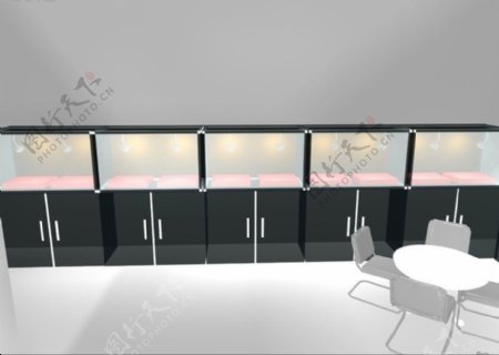 简洁展柜和桌椅设计模型