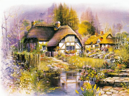 托马斯乡村小屋风景油画