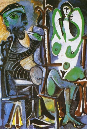 1963Lepeintreetsonmod濡塭5西班牙画家巴勃罗毕加索抽象油画人物人体油画装饰画
