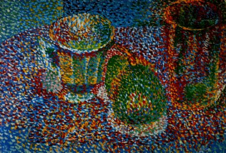 q23434c实物杯子罐子器皿静物印象画派写实主义油画装饰画