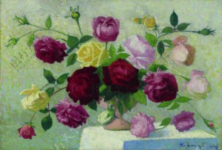 AchilleLaugeBouquetofRoses1922花卉水果蔬菜器皿静物印象画派写实主义油画装饰画