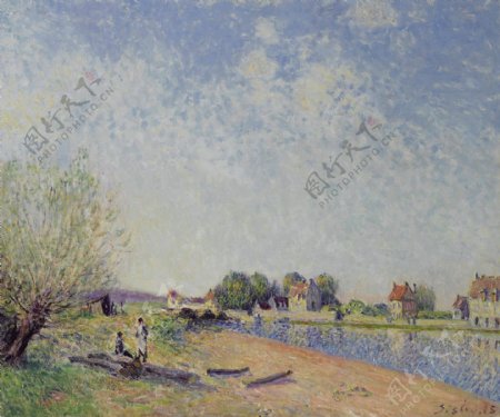 AlfredSisleyTheChannelofLoingatSaintMammes1885法国画家阿尔弗莱德西斯莱alfredsisley印象派自然风景天空油画装饰画