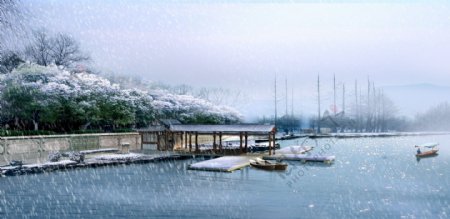 湖泊雪景环境设计