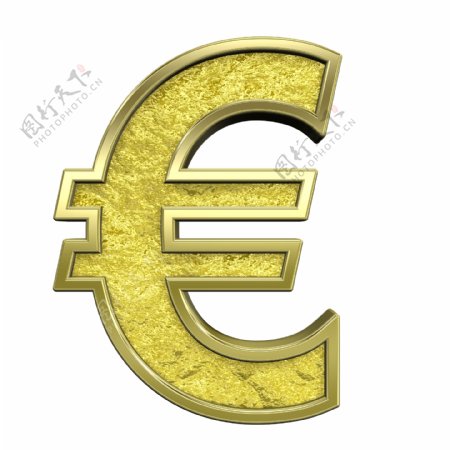 欧元符号从黄金铸造的字母集