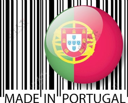 在葡萄牙的条码矢量插画
