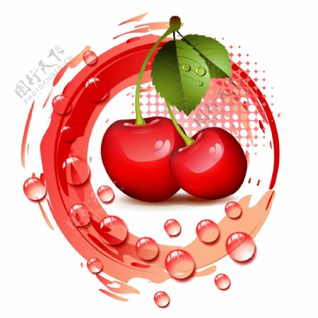 创意新鲜水果矢量素材樱桃