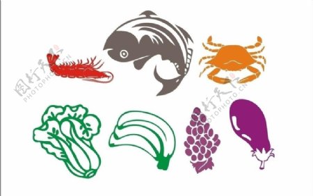 鱼吓蟹蔬菜图形图案图片