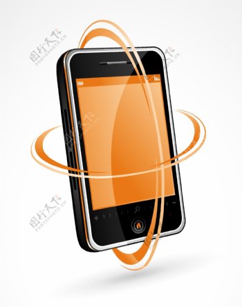 精美橙色智能手机矢量素材