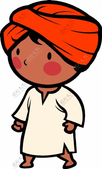 裹着头巾的印度小孩