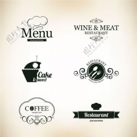 矢量欧式餐厅标签设计素材