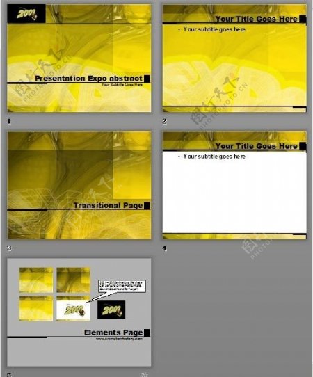 黄色数字光影黄色背景PPT模板