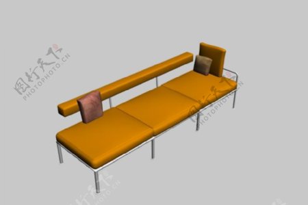 黄色大型家具沙发3D模型