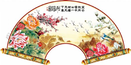 牡丹飞鸟图psd源文件