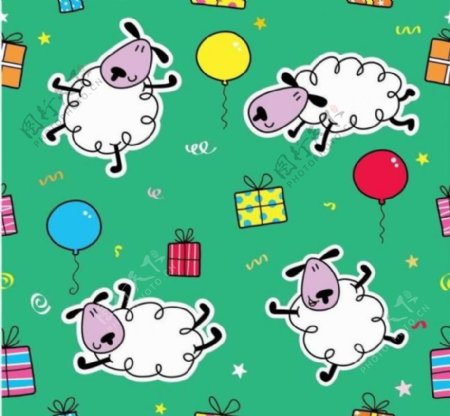 可爱小羊节日背景图片