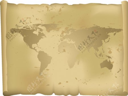 牛皮卷纸上的世界地图