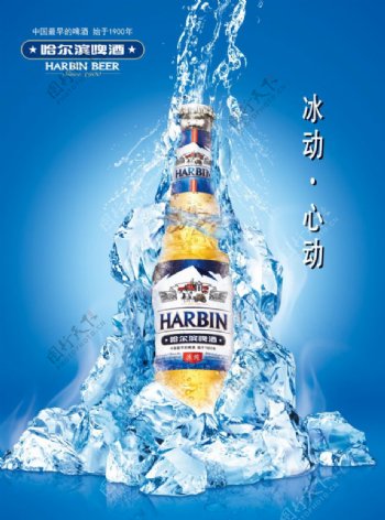 淘宝冰冻哈尔宾啤酒广告