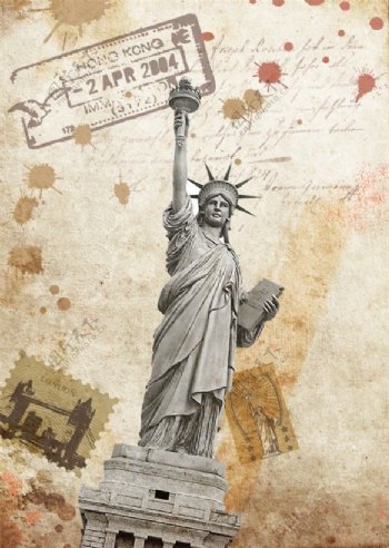 美国自由女神像复古高清图