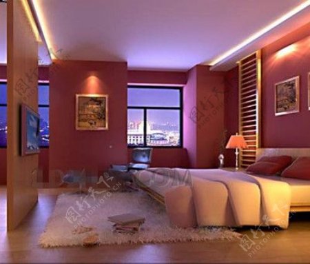 浪漫温馨的粉红色的卧室