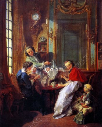 欧洲家庭油画图片