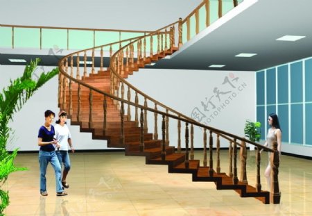 独立旋转楼梯模型图片