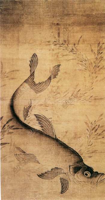 中国花鸟画名家赖庵书画真迹藻鱼图